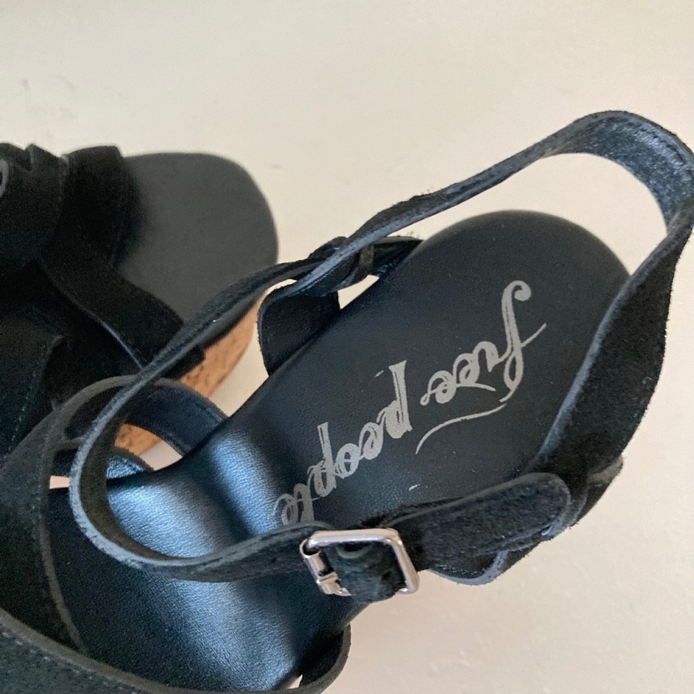 NWOT Free People Lisbon Platform Plain Black Strappy Mules Sz 36.5 - Picture 4 of 8